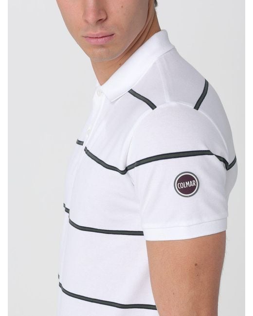 Colmar White Striped Cotton Polo Shirt for men