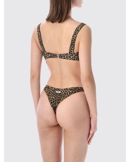 MATINEÉ Natural Animal Print Triangle Bikini Top With V-Neck