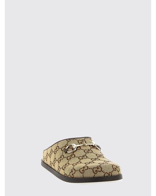 Gucci Natural Gg Jacquard Cotton Blend Slippers With Horsebit