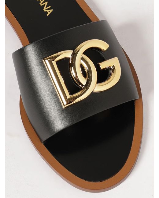 Dolce & Gabbana Black Dolce &Amp Gabbana Dg Leather Slippers