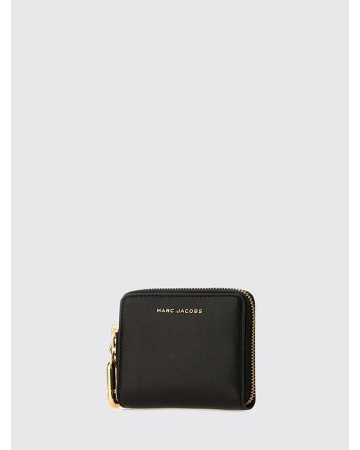 Marc Jacobs Black Scene Small Leather Wallet With Zip Closure And Card Slots