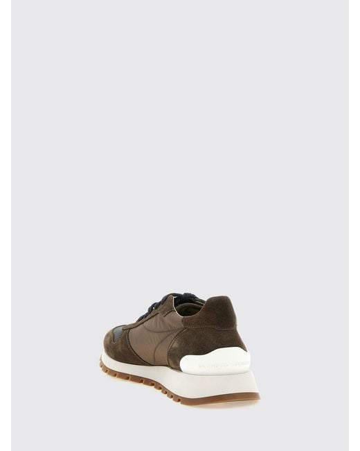 Brunello Cucinelli Multicolor Embroidered Nylon And Suede Trainers With Monili