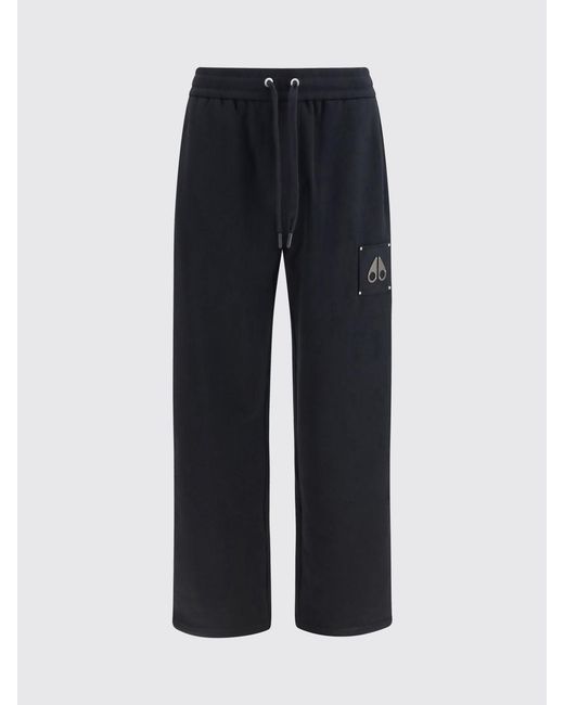 Moose Knuckles Blue Cotton Jogging Trousers With Drawstring And Contrast Logo for men