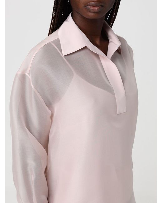 Agnona Pink Silk Organza Shirt