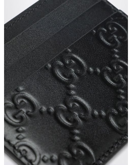 Gucci White Gg Emblem Embossed Leather Card Holder for men