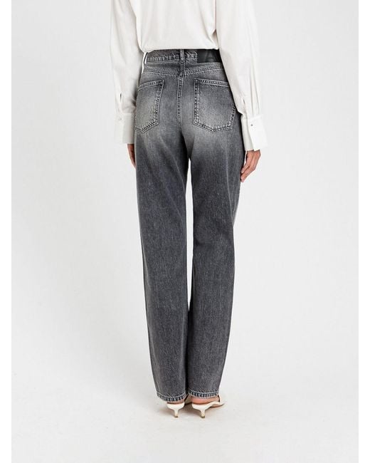 Twinset Gray Denim Jeans With Applied Rhinestones