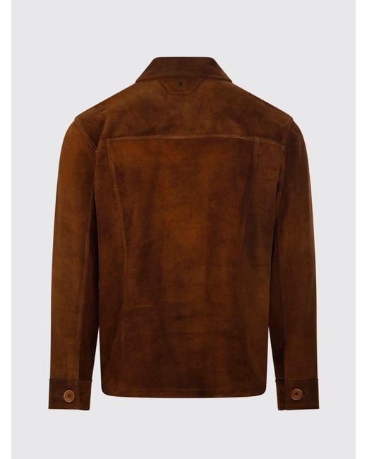 Salvatore Santoro Brown Suede Shirt Jacket With Patch Pockets for men