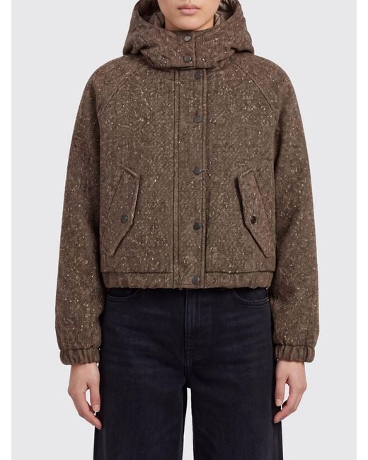 Brunello Cucinelli Brown Relaxed Fit Padded Wool-Blend Bomber Jacket With Hood