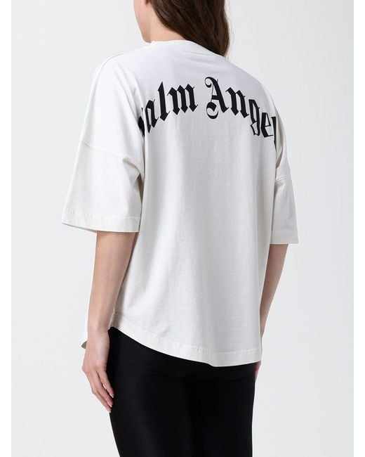 Palm Angels White Cotton T-Shirt With Logo