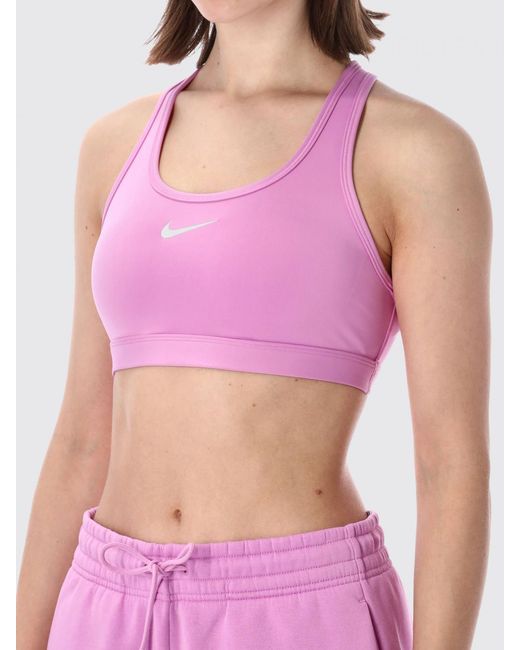 Nike Purple Swoosh Stretch Technical Fabric Cropped Top