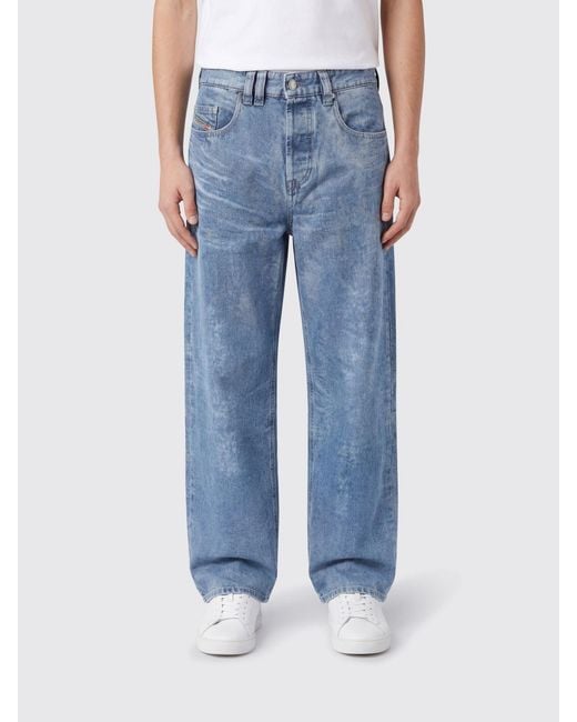 DIESEL Blue D-Macro Wide Leg Denim Jeans for men