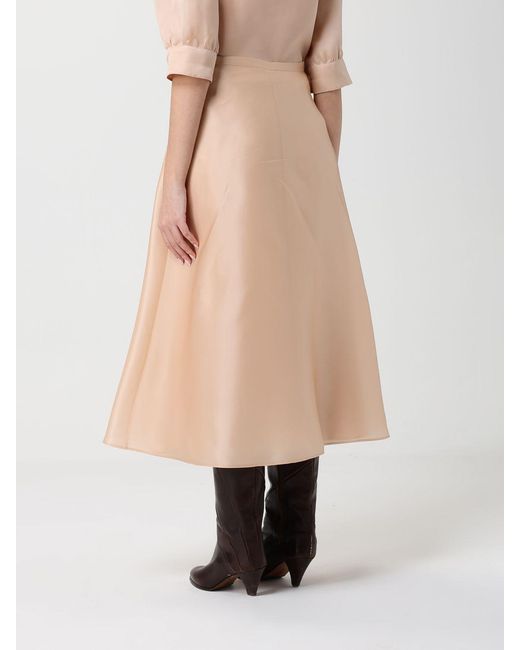 Alberta Ferretti Natural Silk Organza Midi Skirt