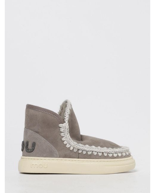 Mou Gray Flat Ankle Boot