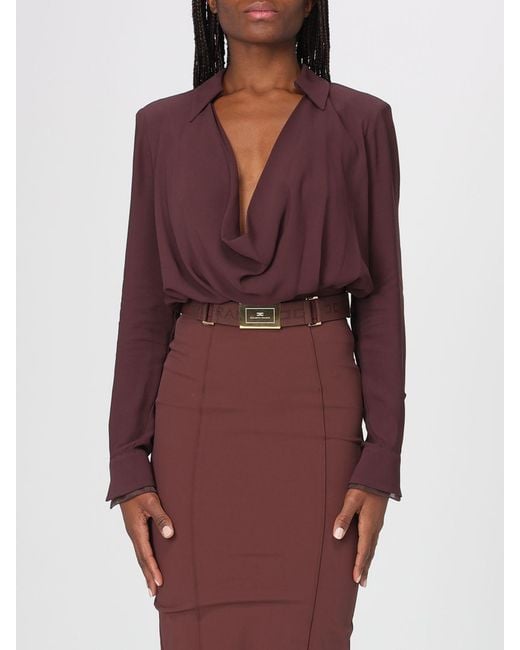 Elisabetta Franchi Purple Viscose Georgette Blouse Bodysuit
