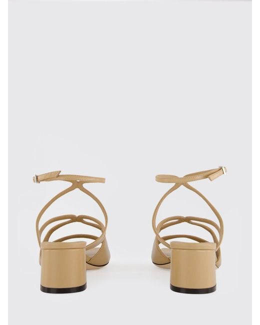 Jimmy Choo Natural Azilia Nappa Leather Sandals With Low Heel And Square Toe