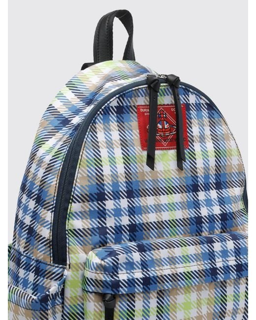 Vivienne Westwood Blue George Tartan Pattern Polyester Backpack With Applied Logo