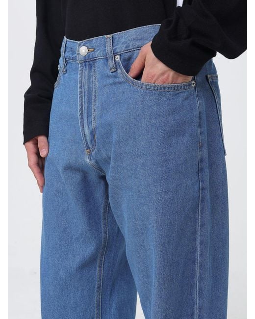 Obey Blue Cotton Wide-Leg Jeans for men