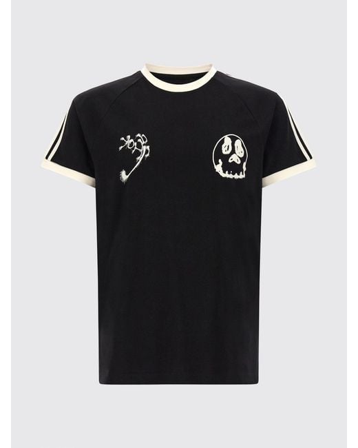 Y-3 Black Short-Sleeved Cotton T-Shirt With Skull Graphic Print And Contrast Logo for men