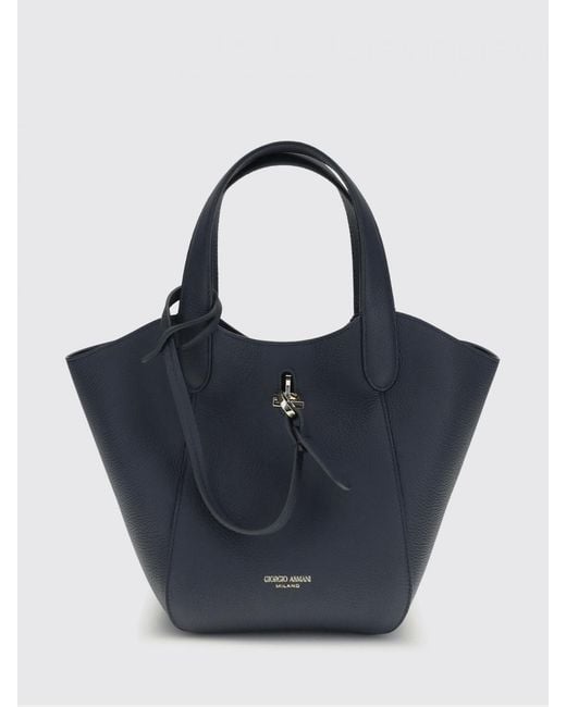 Giorgio Armani Blue Grained Leather Bag