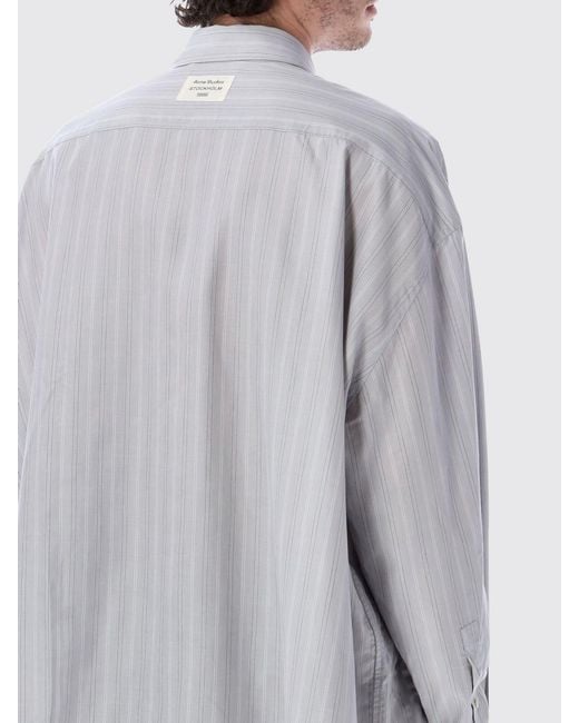 Acne Gray Striped Cotton Casual Shirt for men