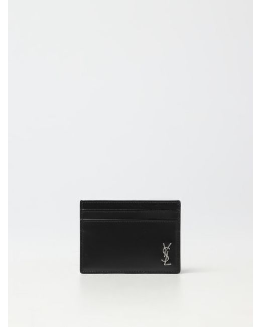Saint Laurent White Tiny Cassandre Credit Card Holder for men