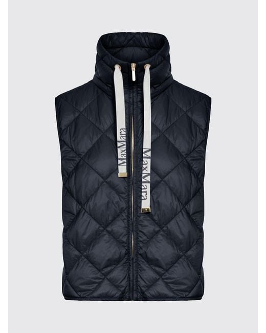 Max Mara Blue Water-Repellent Quilted Padded Vest