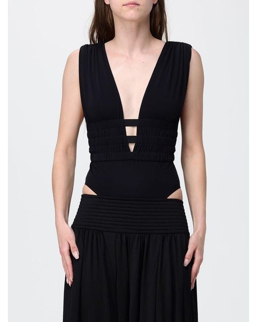 Alaïa Black V-Neck Slim Fit Cut-Out Top