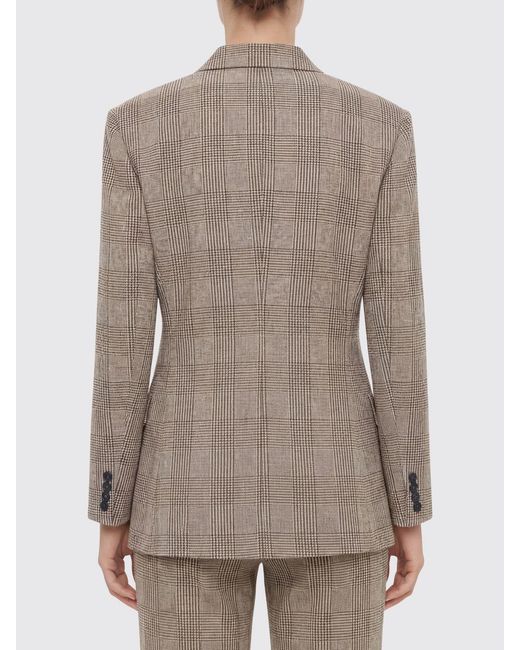 Anine Bing Natural Aretha Double-Breasted Tartan Virgin Wool Blazer