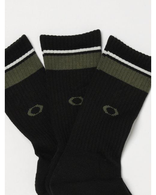 Oakley Black Set Of 3 Pairs Of Ribbed Stretch Cotton Socks With Jacquard Logo for men