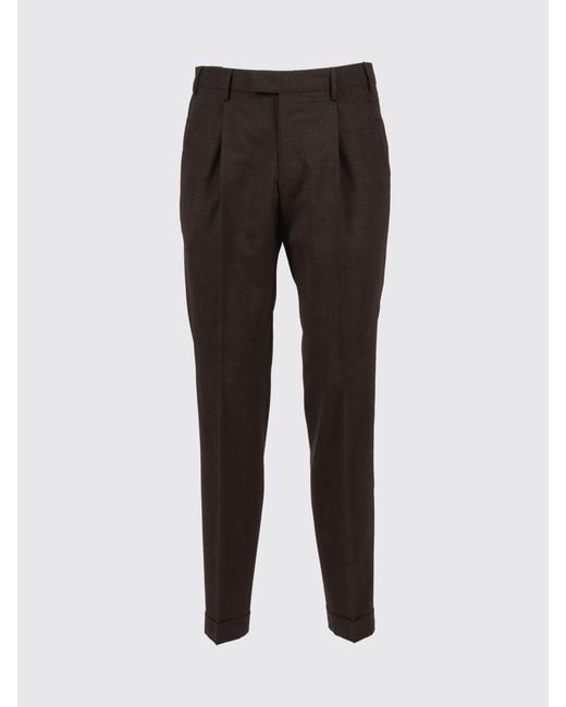 PT01 Black Stretch Virgin Wool Tailored Trousers for men