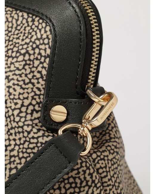 Borbonese Multicolor Frame Polka Dot Recycled Nylon Boston Bag With Leather Details