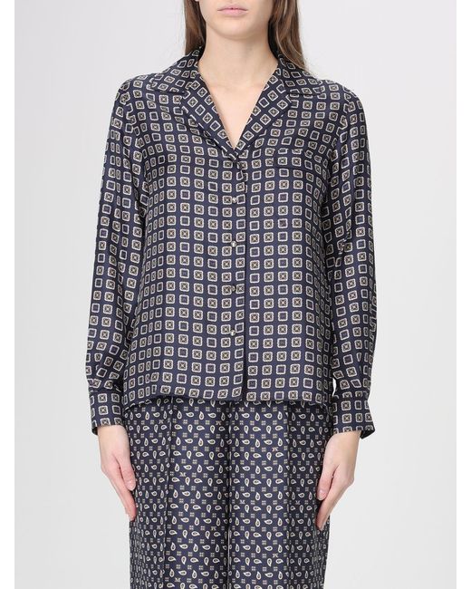 Max Mara Blue Disco Printed Silk Shirt