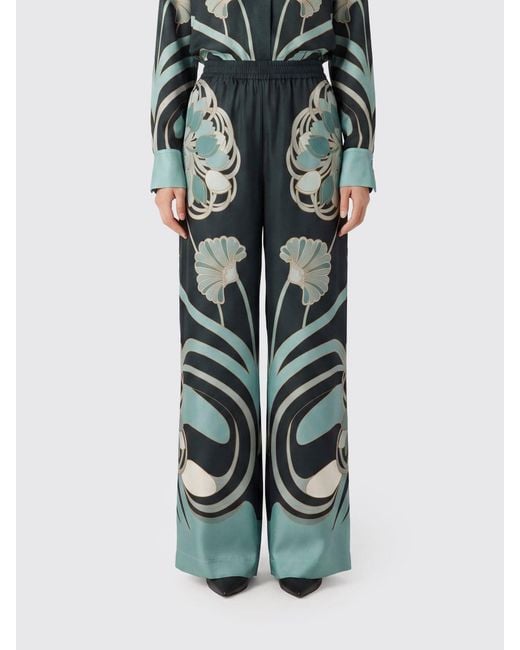 LaDoubleJ Green Printed Silk Palazzo Trousers