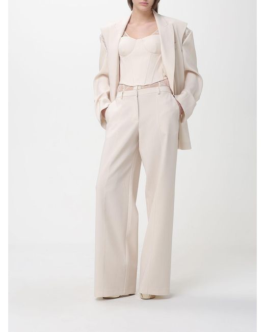 Patrizia Pepe Natural Crêpe Wide Leg Trousers