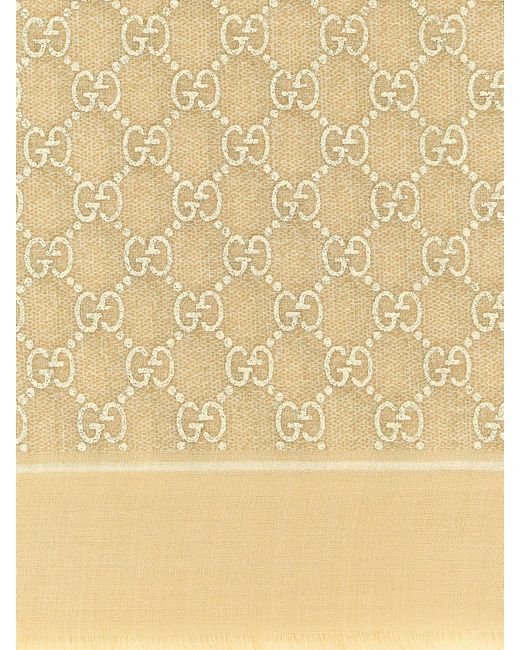 Estola De Lana Con Motivo Monogram Gg Gucci de color Metallic