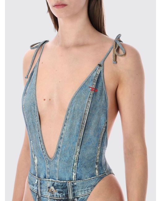 DIESEL Blue Kinsley-Dnm Stretch Polyester Swimsuit