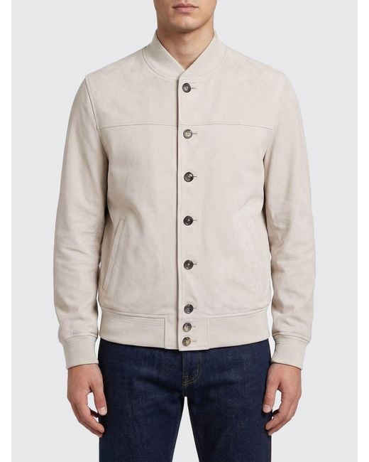 Stewart Natural Tom Suede Bomber Jacket for men