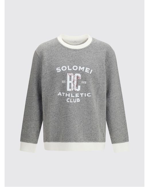 Brunello Cucinelli Gray Cotton Crew Neck Sweatshirt With Logo for men