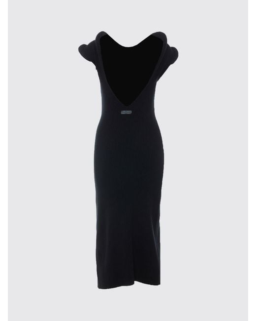 Elisabetta Franchi Blue Jersey Midi Sheath Dress With Front Slit
