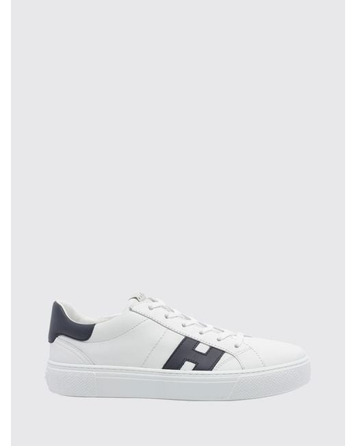 Hogan White Crosswind Smooth Calfskin Sneakers With H Logo for men