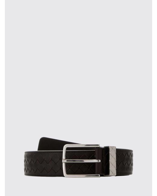 Bottega Veneta White Woven Calfskin Leather Belt With Pin Buckle for men