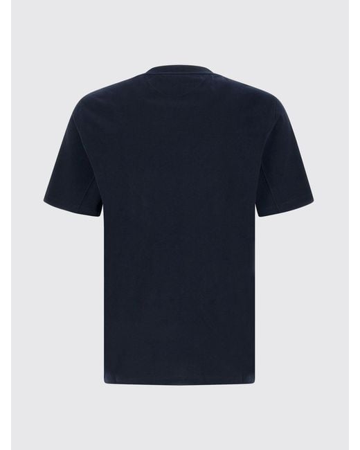Brunello Cucinelli Blue Printed Cotton T-Shirt for men