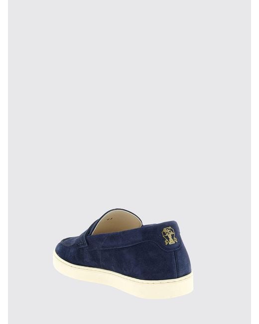 Brunello Cucinelli Blue Suede Loafers for men