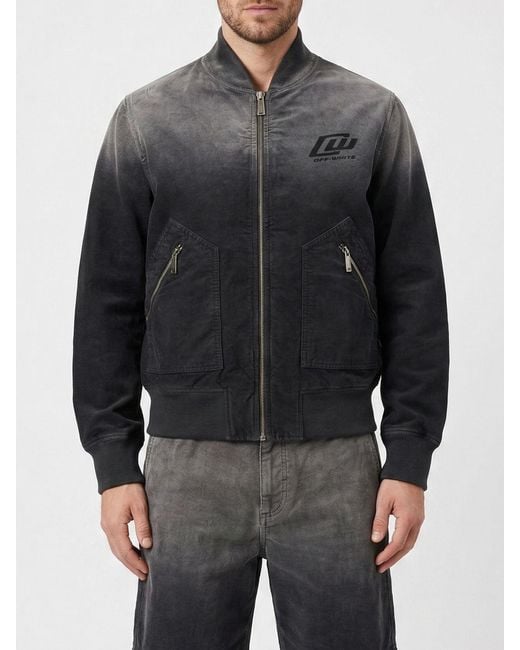 Off-White c/o Virgil Abloh Black Cotton Bomber Jacket With Logo for men