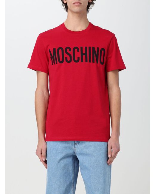 T-shirt di cotone di Moschino Couture in Red da Uomo