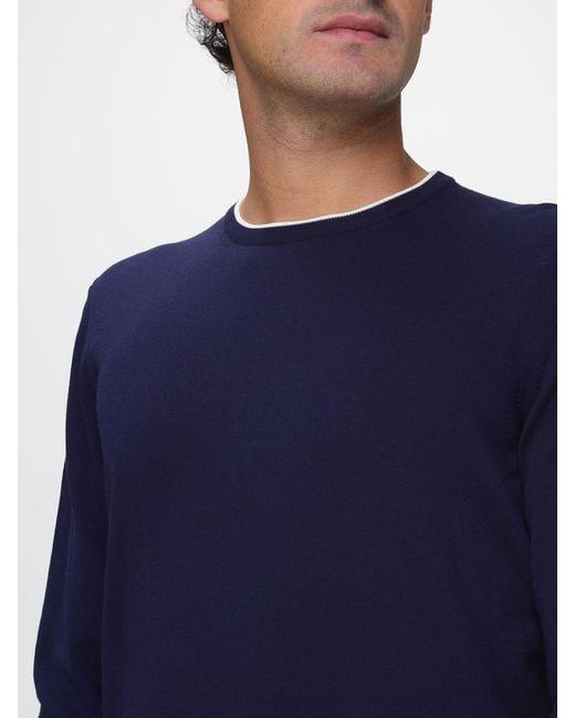 Jersey De Cuello Redondo De Algodón Fay de hombre de color Blue