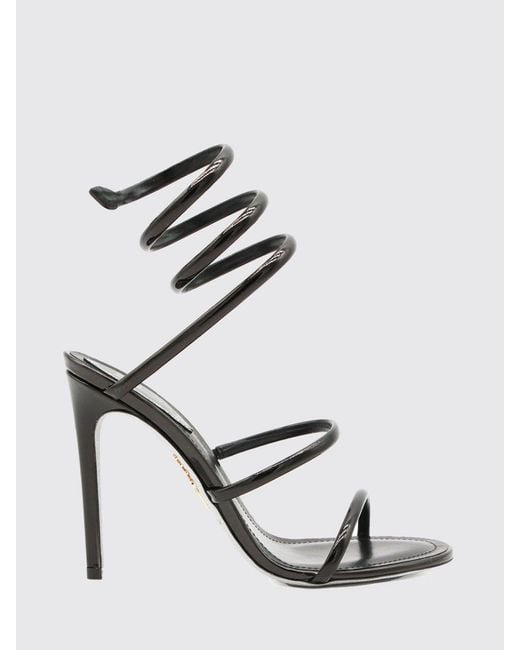 Rene Caovilla White Cleo Patent Leather Snake-Coil Sandals With Stiletto Heel