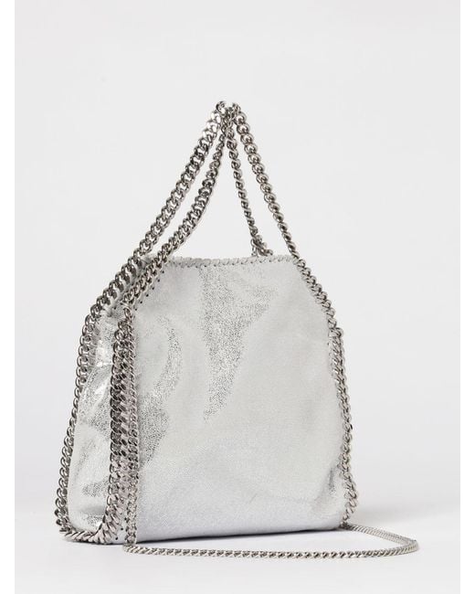 Stella McCartney White Falabella Laminated Cracked Synthetic Suede Mini Tote Bag