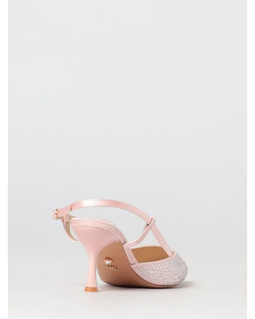 Twentyfourhaitch Pink San Francisco Satin Slingbacks With Rhinestones