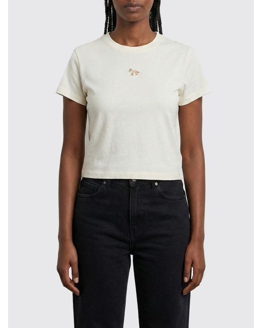 Maison Kitsuné White Maison KitsunÉ Logo Cotton T-Shirts